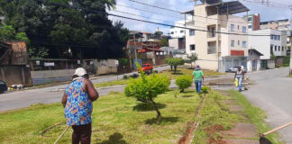 Prefeitura de João Monlevade intensifica trabalho de limpeza e conservação de praças