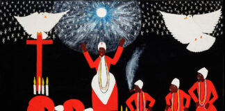 Odoteres Ricardo Ozias, “A pomba gira”, 1999, óleo s_ eucatex, 40,5 x 60,5, Acervo Museu Internacional de Arte Naïf do Brasil