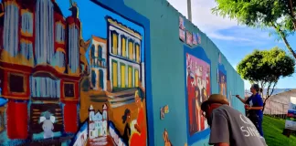 Alunos pintam muros da Escola Municipal Dom Oscar