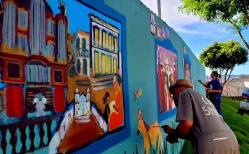 Alunos pintam muros da Escola Municipal Dom Oscar