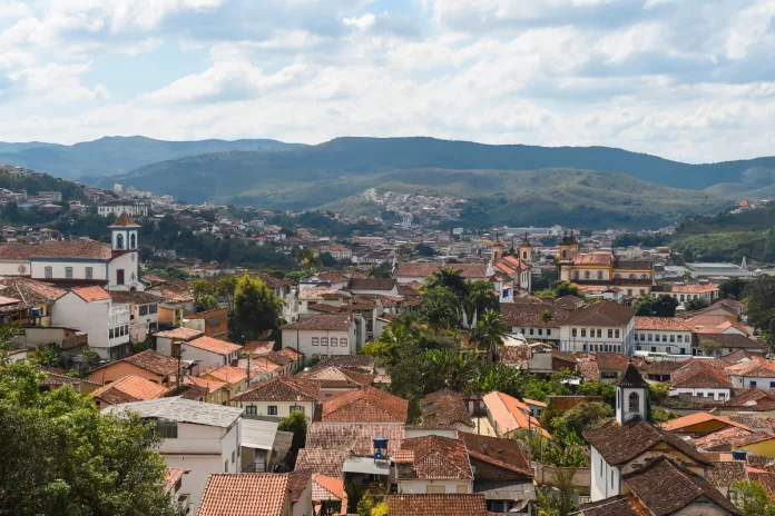 Vista da cidade de Mariana. Com destaque para o centro histórico da cidade.