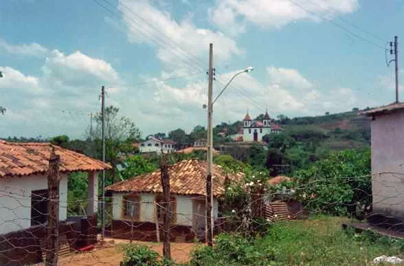 Antiga foto com vista da parte histórica do distrito.