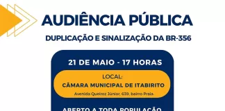Câmara de Itabirito realizará Audiência Pública sobre duplicação e sinalização da BR-356
