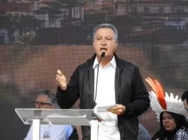 Ministro da Casa Civil, Rui Costa, durante a durante apresentação de programas e projetos na Bacia do rio Doce, em Mariana,