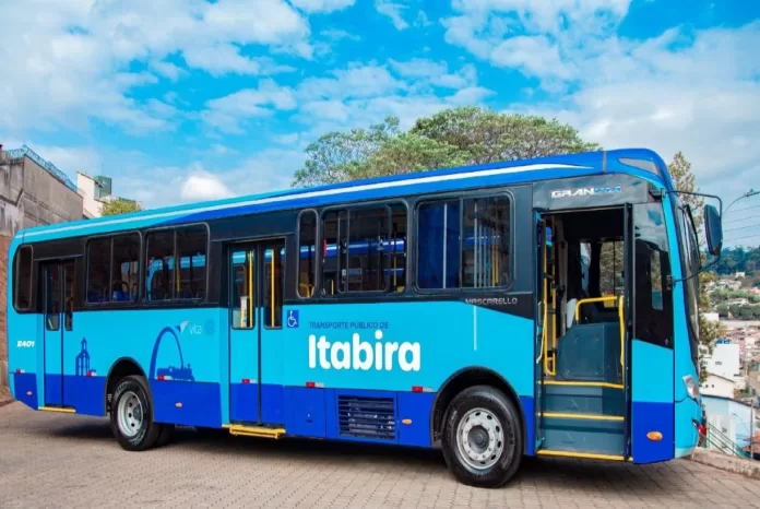 itabira ônibus novo um azul 1222