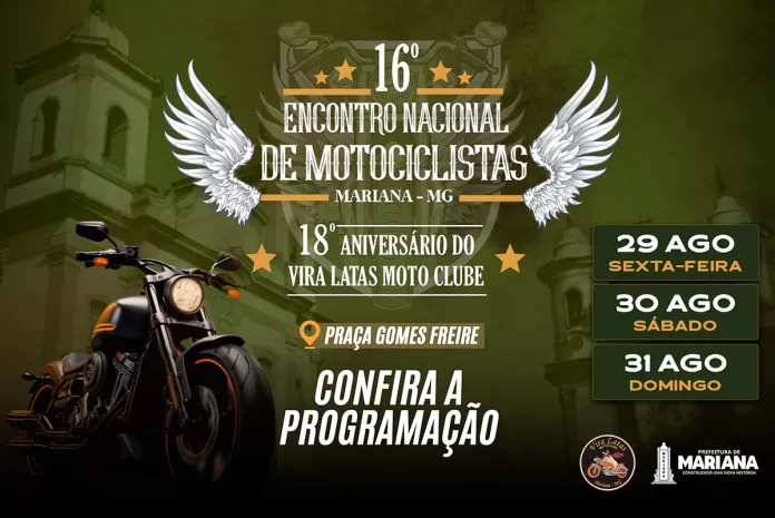 Mariana recebe o 16º Encontro Nacional de Motociclistas neste final de semana