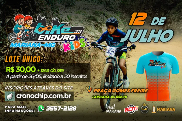 Inscrições para a 33ª edição do Bike Enduro Kids começam hoje em Mariana